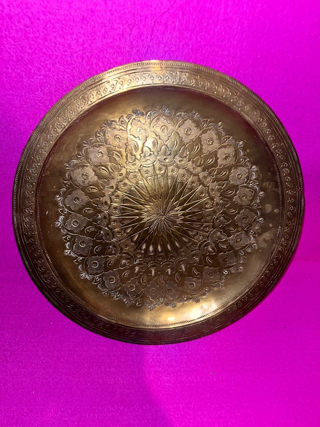Plato decorativo latón árabe/marroquí antiguo