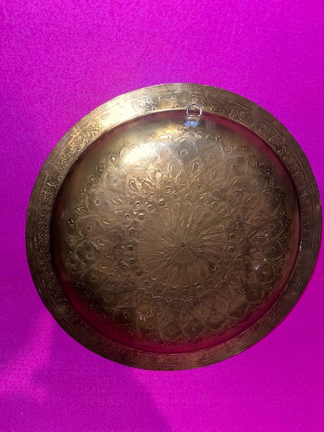Plato decorativo latón árabe/marroquí antiguo