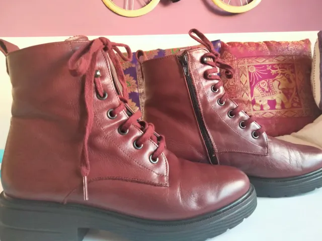 Botas Burdeos Talla 39 Cremallera Lateral