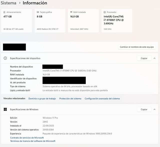 PC Gaming i7 / 16GB RAM / 8GB Gráfica / 480GB SSD