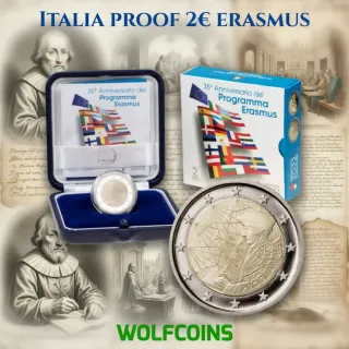 🇮🇹 ITALIA PROOF MONEDA 2€ EUROS 2022 ERASMUS