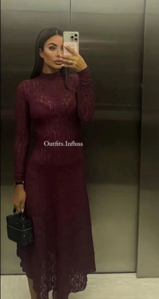 Vestido Zara encaje burdeos Talla S