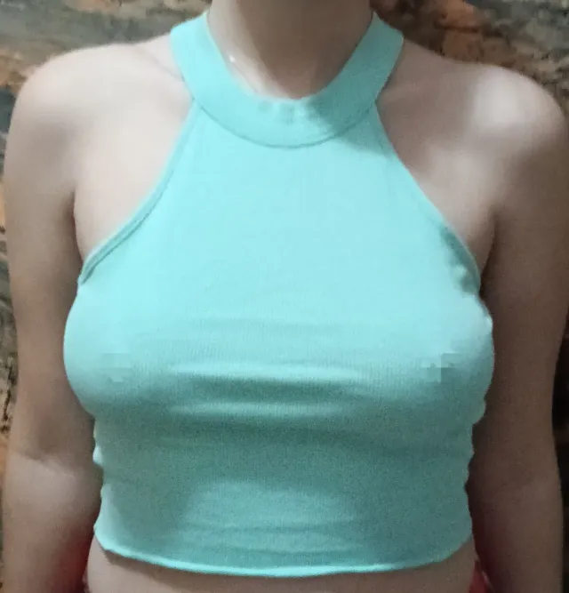 Top halter color verde azulado