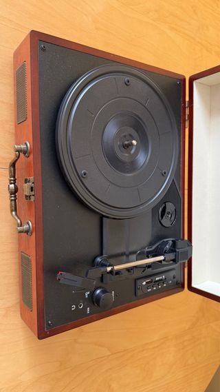 Giradischi da viaggio AMZDEAL in legno