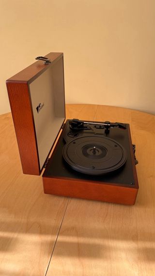 Giradischi da viaggio AMZDEAL in legno