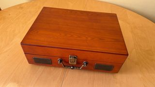 Giradischi da viaggio AMZDEAL in legno