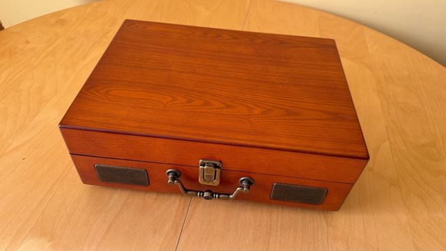 Giradischi da viaggio AMZDEAL in legno