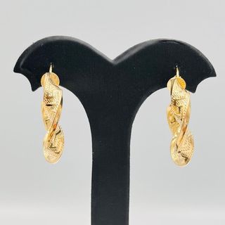 PENDIENTES ARO RIZADOGRECA 18K