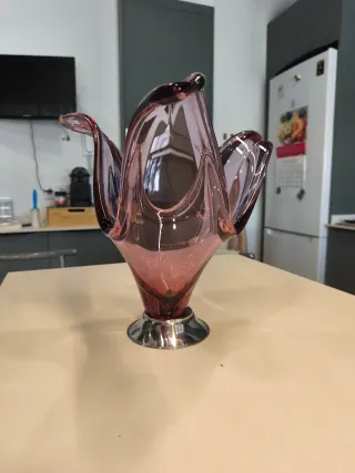 Centro de mesa de cristal morado