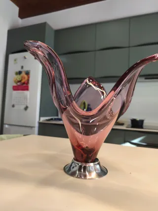 Centro de mesa de cristal morado