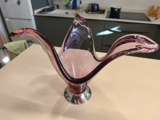 Centro de mesa de cristal morado