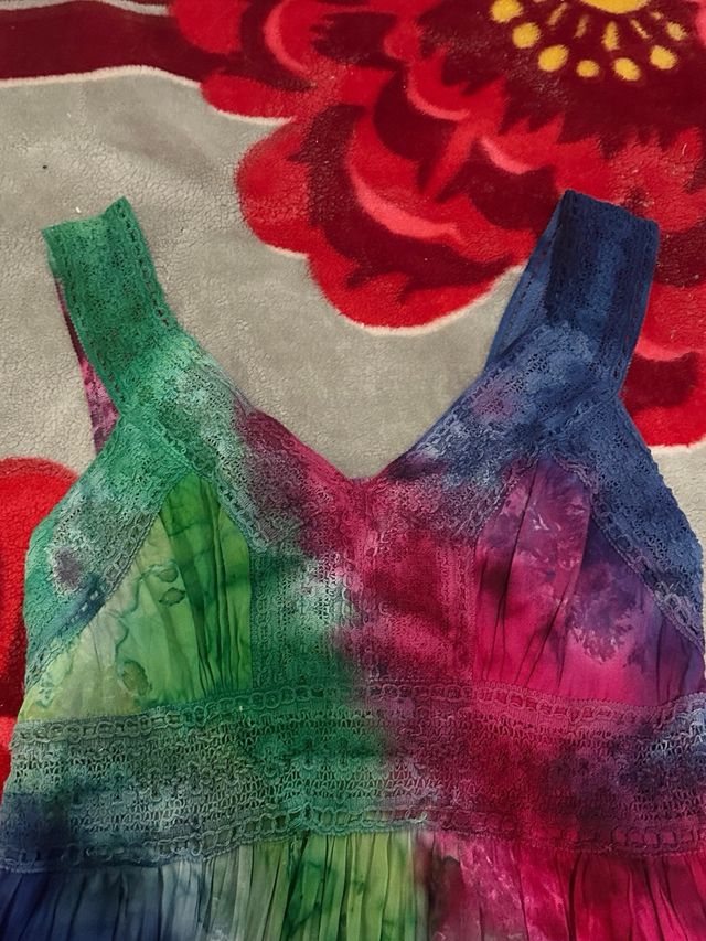 Vestido largo playero multicolor Talla S