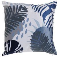 Almofada decorativa com folhas azuis