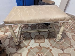 Banco zapatero de madera vintage beige y blanco
