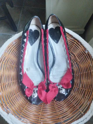 Bailarinas piel negras y rojas talla 37