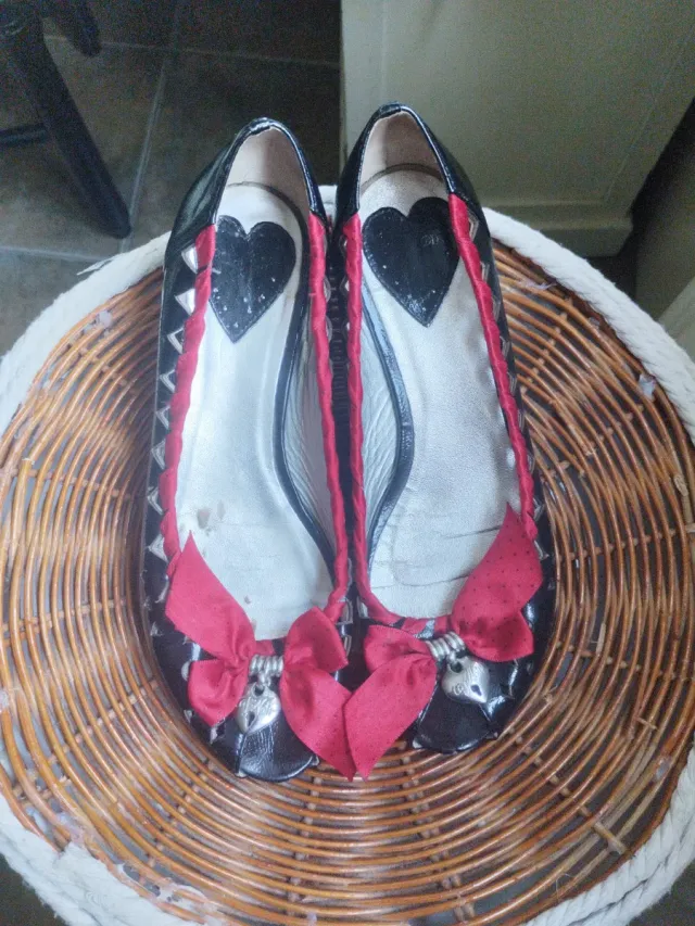 Bailarinas piel negras y rojas talla 37