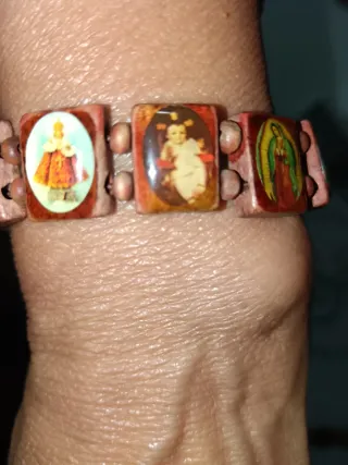 Conjunto collar y pulsera madera vintage