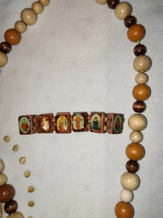 Conjunto collar y pulsera madera vintage