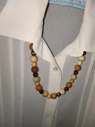 Conjunto collar y pulsera madera vintage