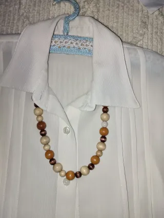 Conjunto collar y pulsera madera vintage