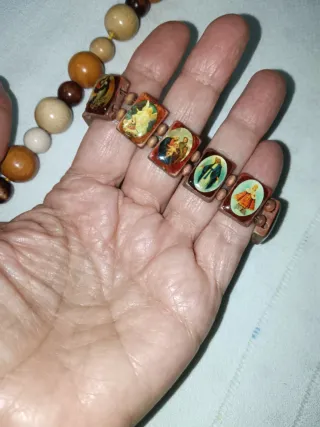 Conjunto collar y pulsera madera vintage