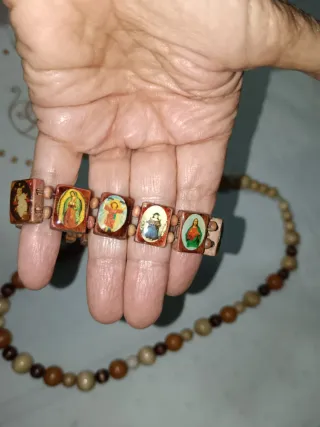 Conjunto collar y pulsera madera vintage