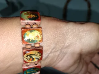 Conjunto collar y pulsera madera vintage