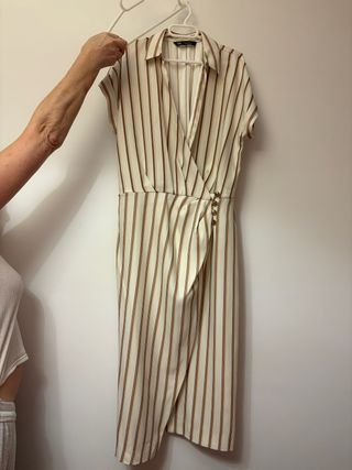 Vestido rayas beige y marrón