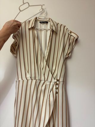 Vestido rayas beige y marrón