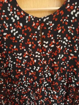 Vestido Zara Estampado Negro Rojo Talla XL