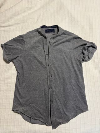 Camisa Zara Man Gris Manga Corta Talla M