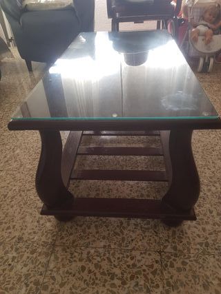 Mesa de centro vintage madera y cristal
