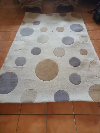 Alfombra círculos beige y gris 240x170 cm