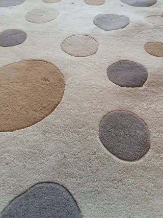 Alfombra círculos beige y gris 240x170 cm