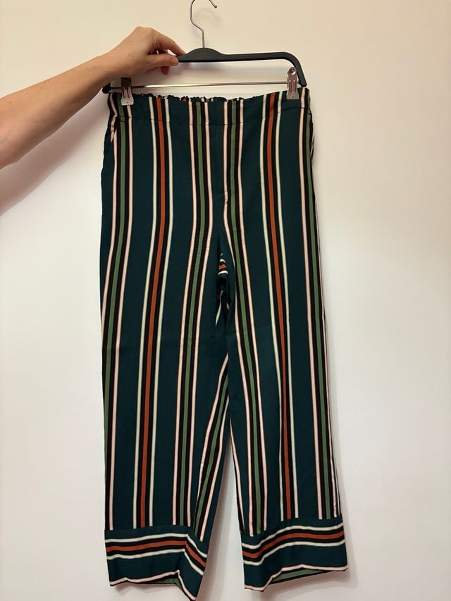 Pantalón de rayas ancho verde