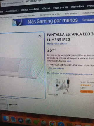 2 Pantallas LED 120cm 36W Luz Blanca