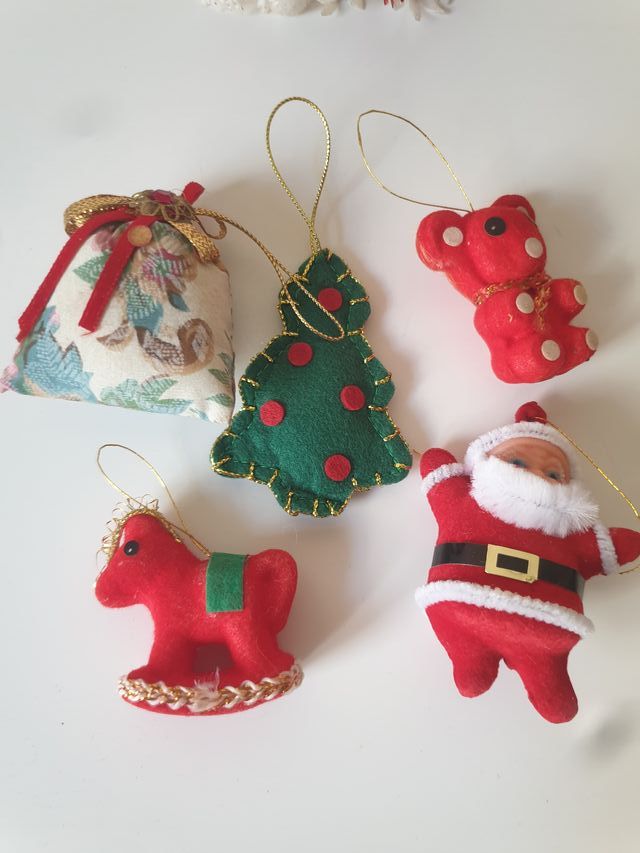 Set 5 decorazioni natalizie in tessuto