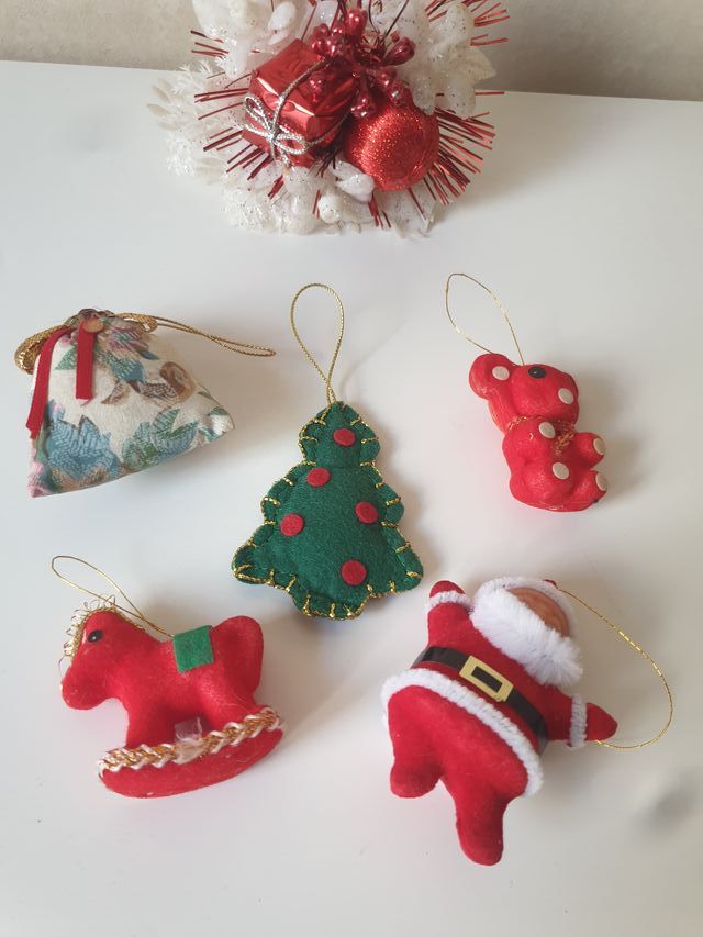 Set 5 decorazioni natalizie in tessuto