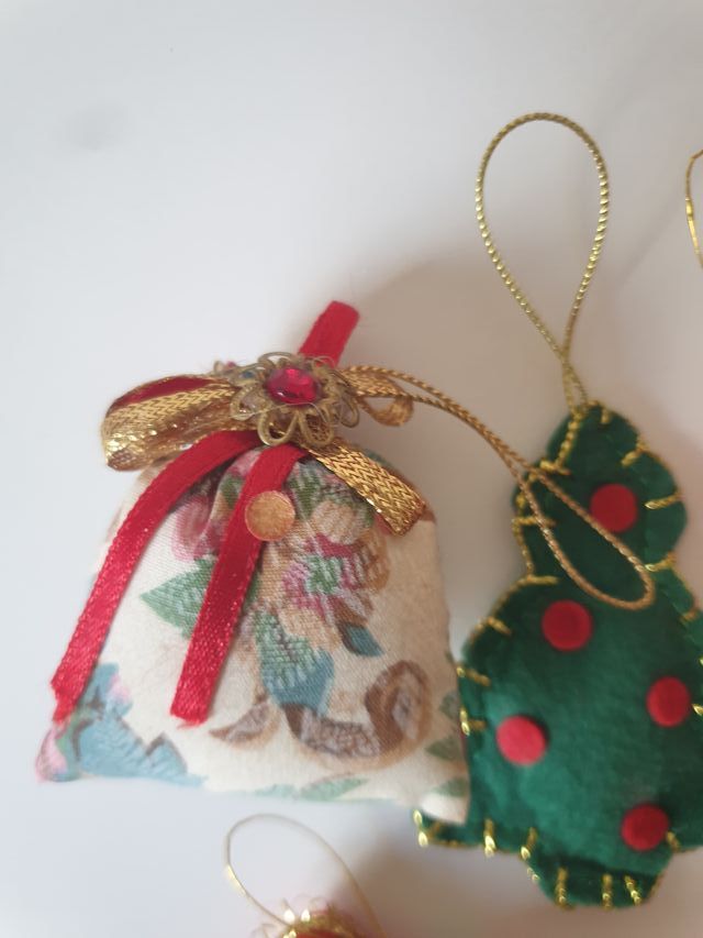 Set 5 decorazioni natalizie in tessuto