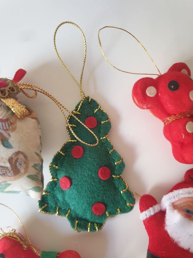 Set 5 decorazioni natalizie in tessuto