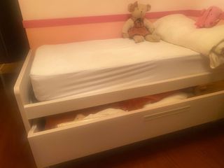 Cama nido 90cm beige y marrón + Cochón