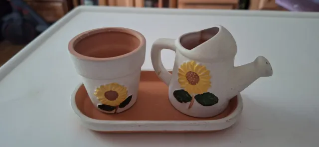 Maceta y regadera cerámica girasol