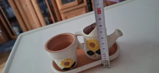 Maceta y regadera cerámica girasol