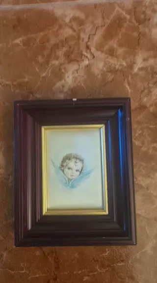 2 Cuadros de Ángeles Marrones y Dorados