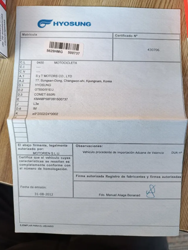 Hyosung GT650R Comet A2
