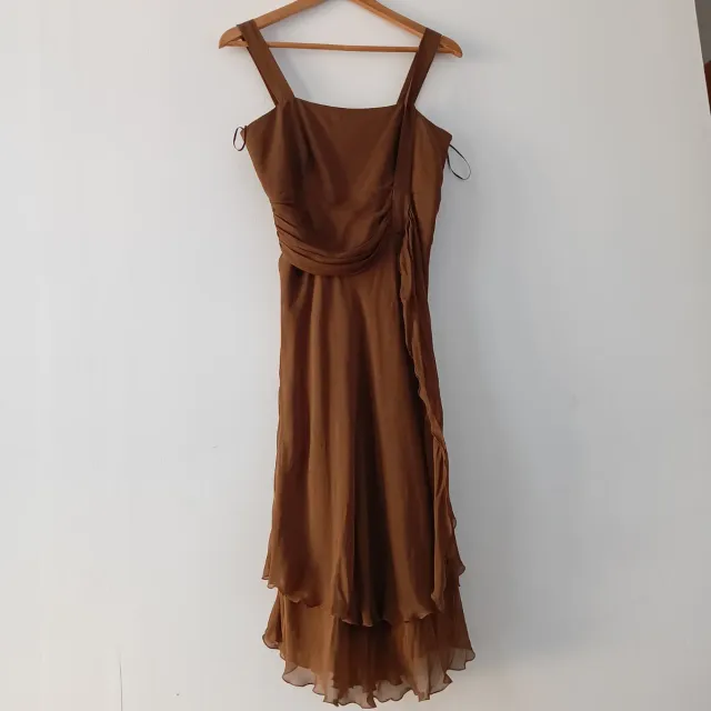 Vestido Roberto Verino.T 38. Seda Natural. Marrón