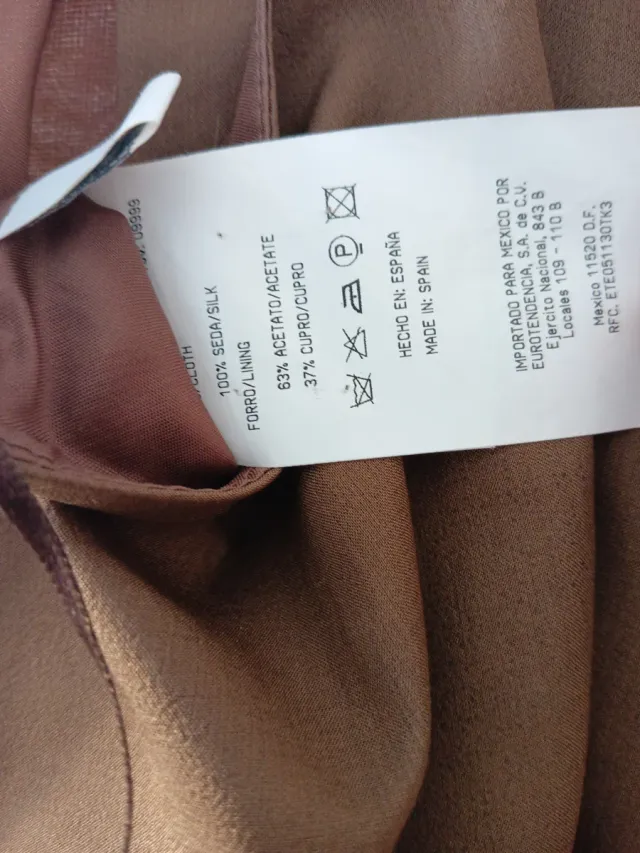 Vestido Roberto Verino.T 38. Seda Natural. Marrón