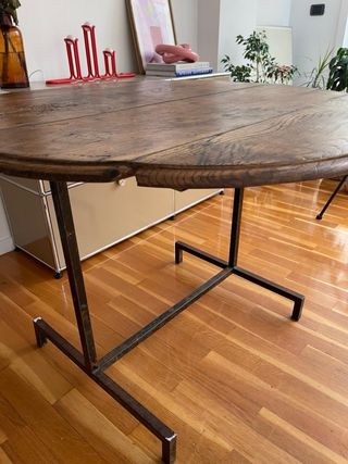 Mesa comedor vintage madera y metal