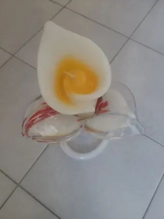 Portacandele Fiore Vetro Murano con Candela