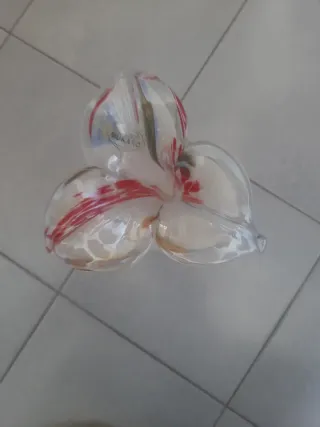 Portacandele Fiore Vetro Murano con Candela